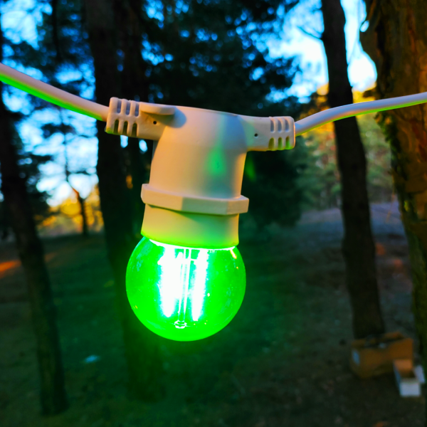 Led лампа FILAMENT  G45  2W, цоколь E27, зелена