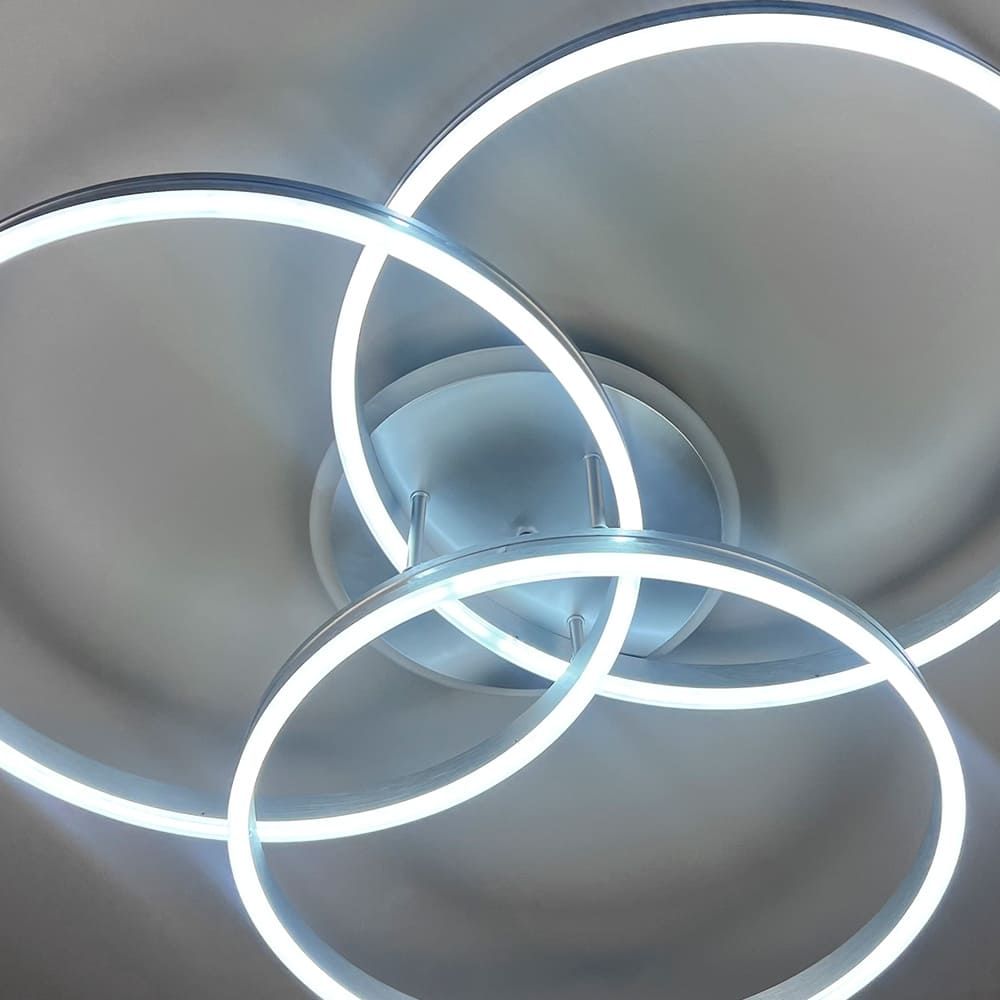 LED світильник білий на 3 кільця з RGB у сірому корпусі  80 см