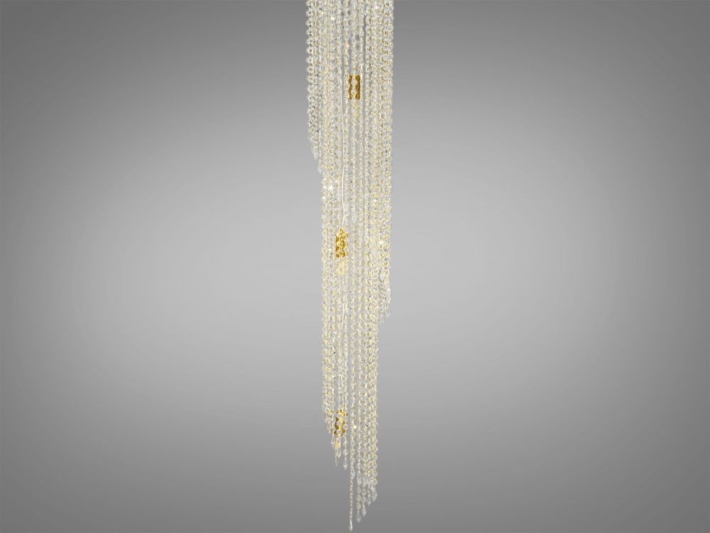 Каскадна люстра FH012/1000x3400G-1 в золотому кольорі в діаметрі 100 см під лампочку