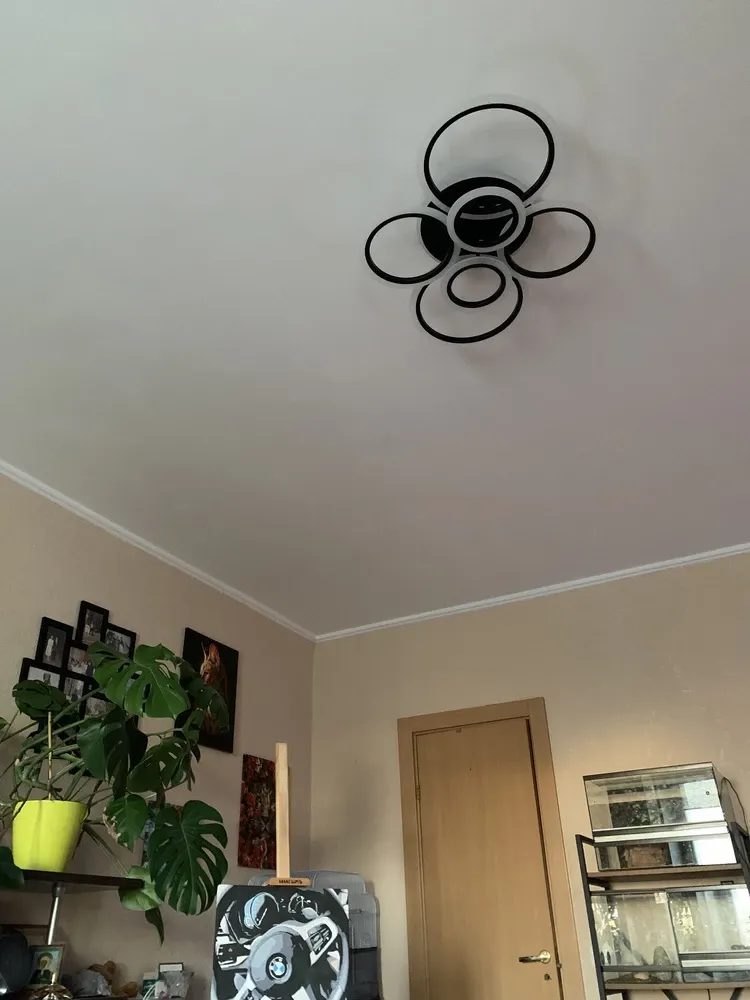Люстра світлодіодна з пультом Ø 78*55 см чорна на 3 режими освітлення 120W