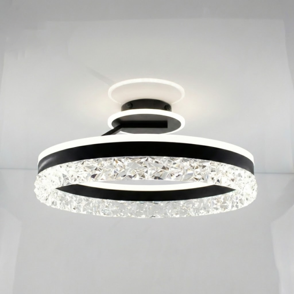 Стельова люстра Stella c ice 90w чорного кольору прозорими кристалами