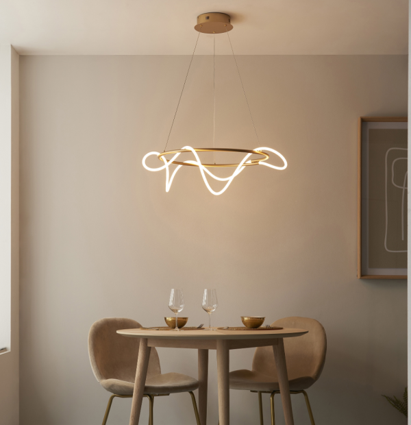 Кільцева бронзова люстра з гнучкою LED стрічкою Ø60 см SY9752-D600GAB