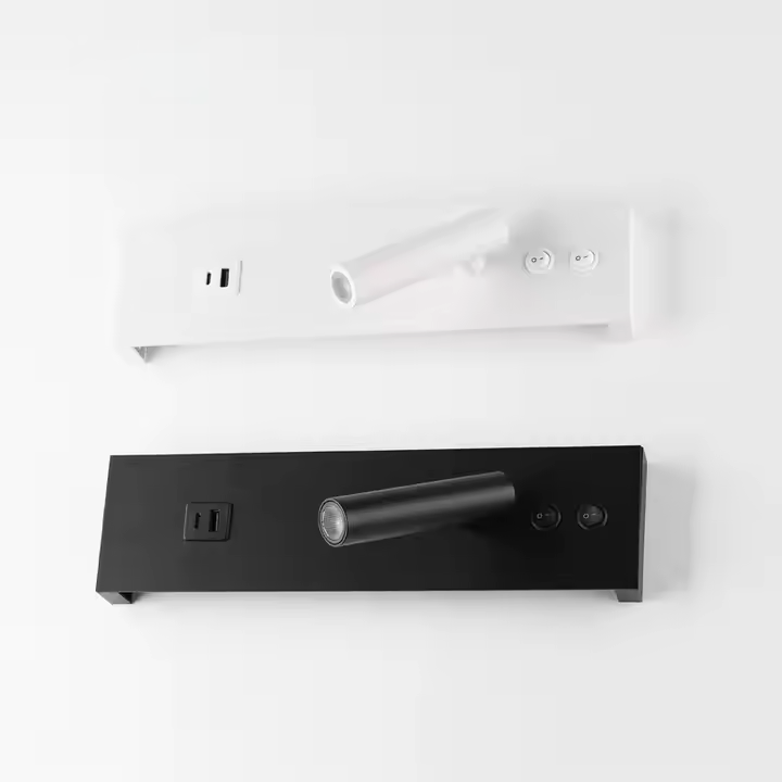 LED настінний світильник BITRIX-W USB+TYPE-C 15W Ø 30*14 см чорний з вимикачем на корпусі