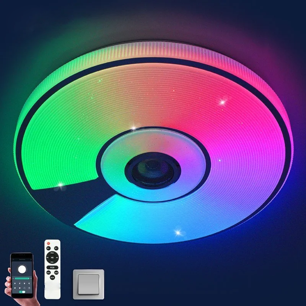Музична світлодіодна люстра з пультом та мобільним додатком+ блютузом RGB 60W