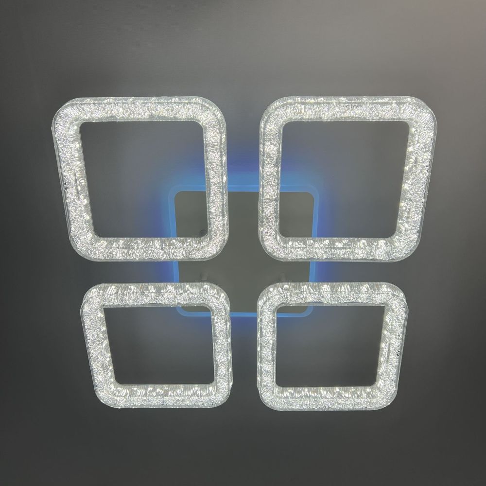 LED люстра з кольоровою підсвіткою ICEBERG SQUARE RGB 80W 4S WHITE/ICE