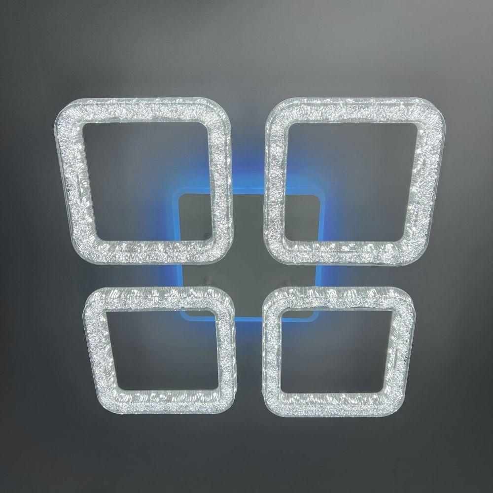 LED люстра з кольоровою підсвіткою ICEBERG SQUARE RGB 80W 4S WHITE/ICE