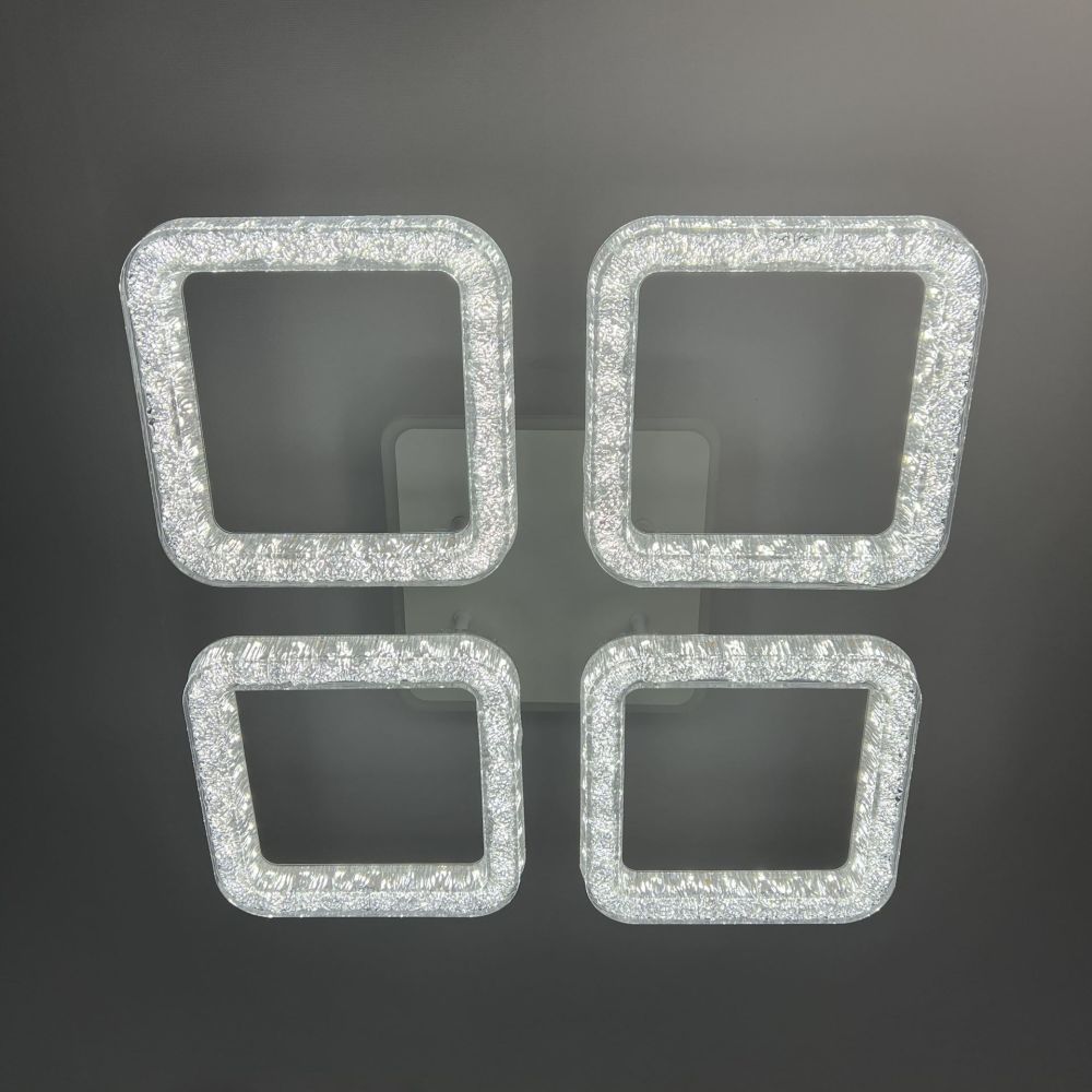 LED люстра з кольоровою підсвіткою ICEBERG SQUARE RGB 80W 4S WHITE/ICE