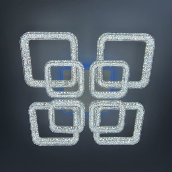LED люстра з кольоровою підсвіткою ICEBERG SQUARE RGB 120W 8S WHITE/ICE