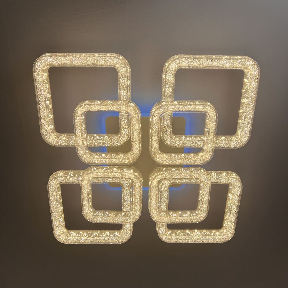 LED люстра з кольоровою підсвіткою ICEBERG SQUARE RGB 120W 8S WHITE/ICE