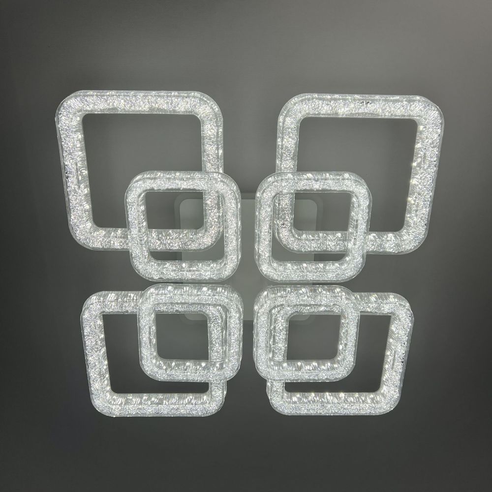LED люстра з кольоровою підсвіткою ICEBERG SQUARE RGB 120W 8S WHITE/ICE