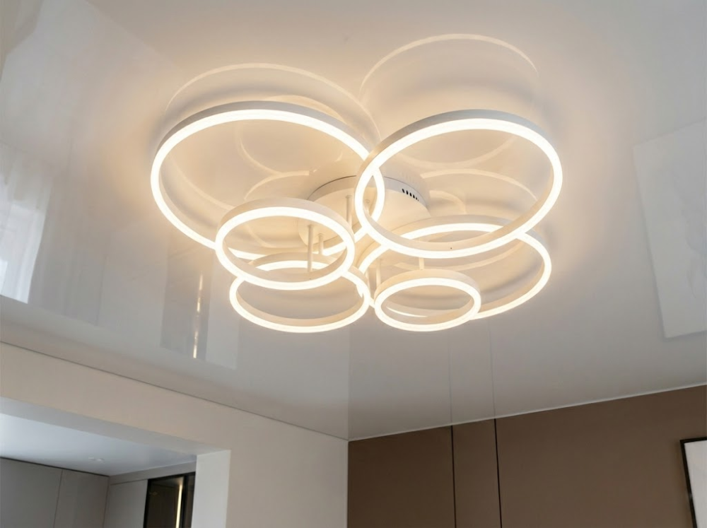 Світлодіодна біла люстра кільця Ø 88*69 см 2543WH dimmer 120 W