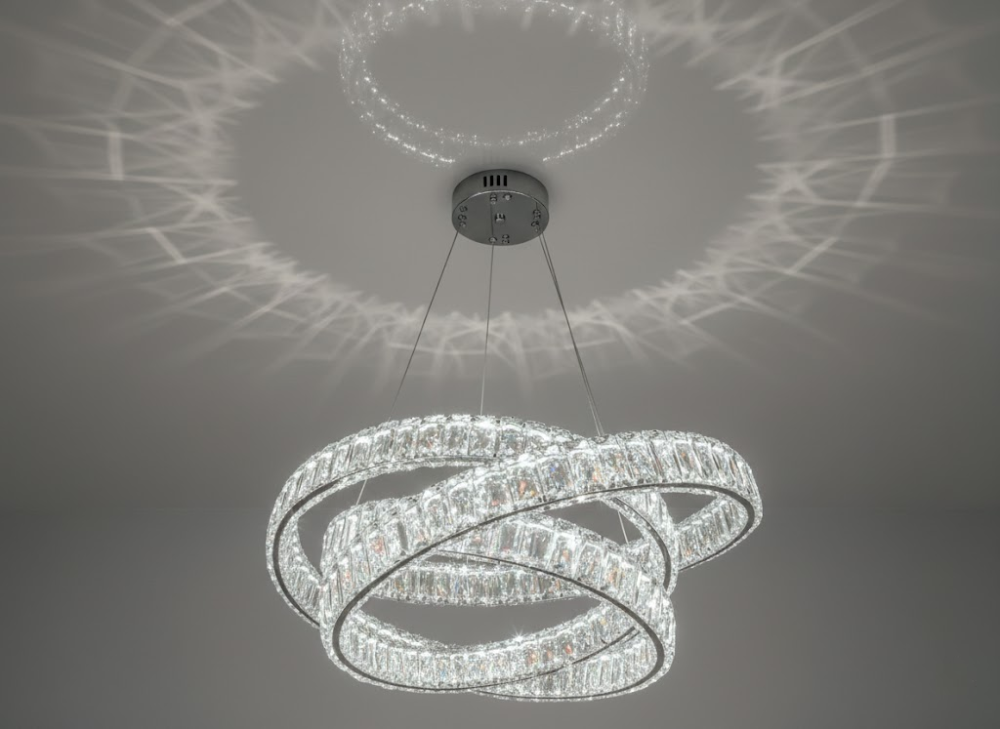 Підвісна кришталева срібна LED люстра Ø 60 см D8875/600CH