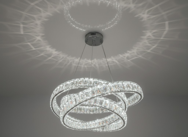 Підвісна кришталева срібна LED люстра Ø 60 см D8875/600CH