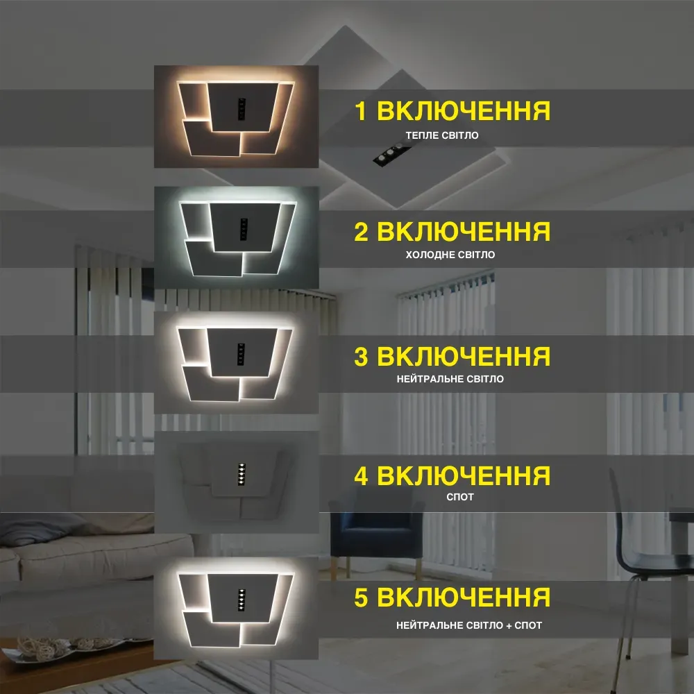 Смарт світильник світлодіодний STERREN 105W 3S квадрати з пультом