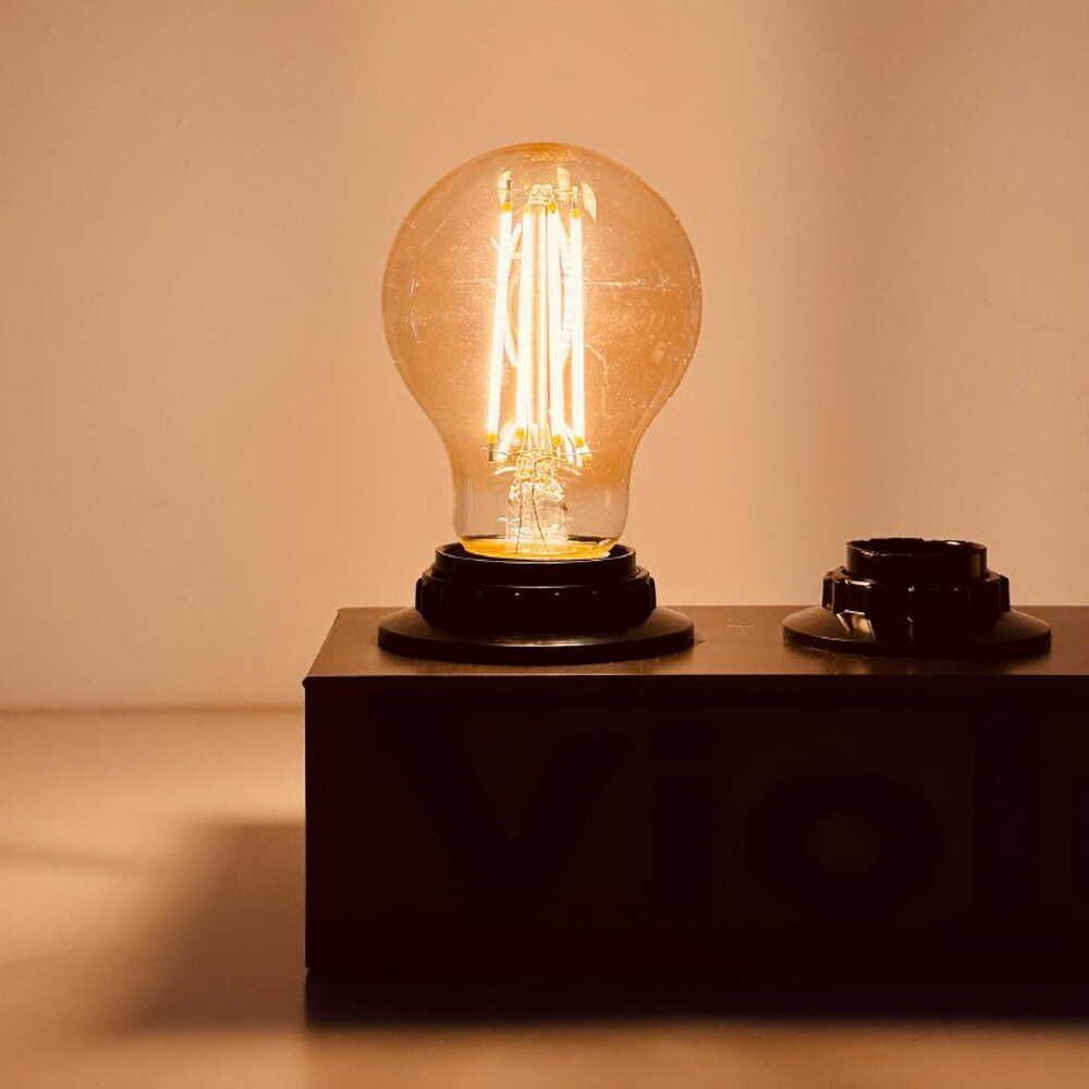 LED лампа янтарна FILAMENT А60 10W E27 2200K бронза