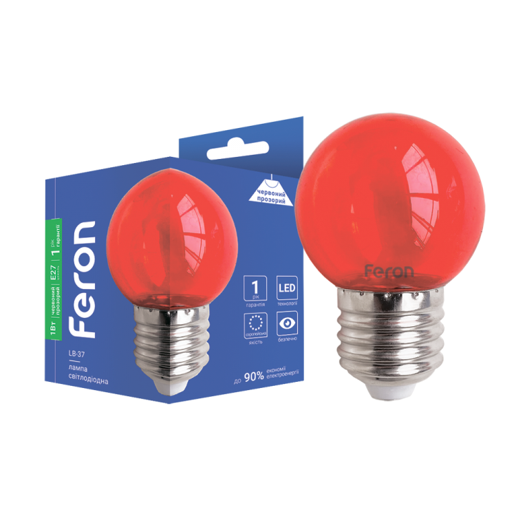 Led лампа FILAMENT LB-37 1Вт E27 червона прозора