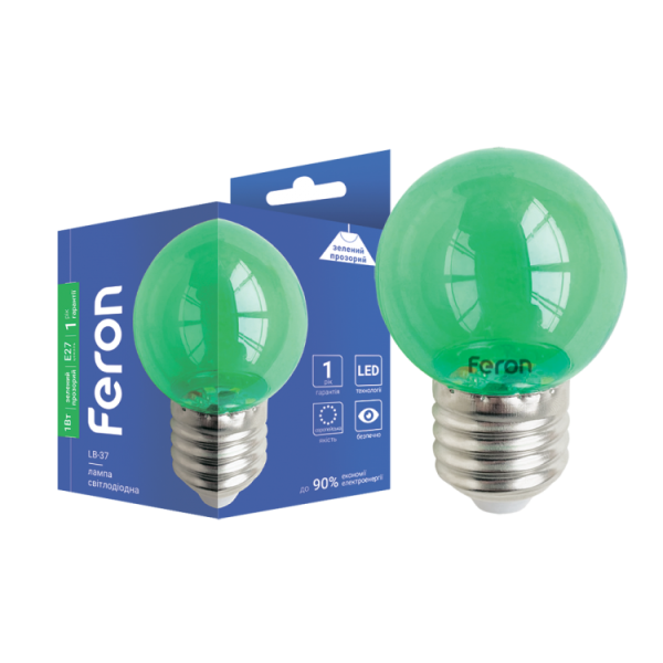 Led лампа FILAMENT LB-37 1Вт E27 зелена прозора