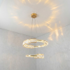 Підвісна кришталева золота LED люстра Ø 58 см 561/600+400G на 2 кільця