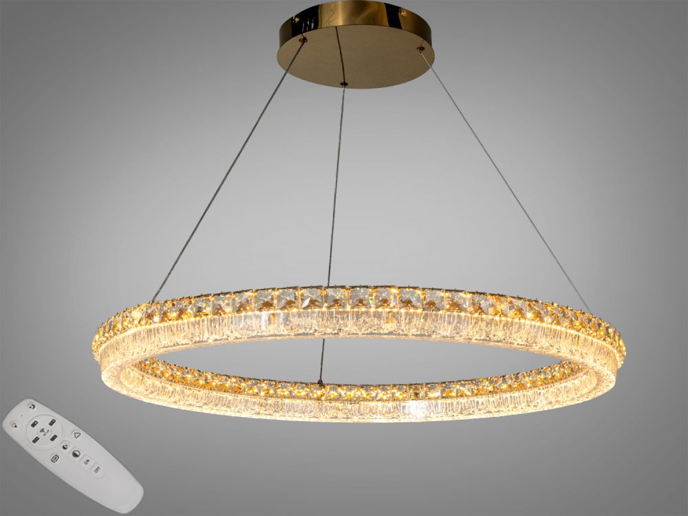 Люстра підвісна золота світлодіодна MD6027/800S-gold Ø 82см 130 W на три режима освітлення