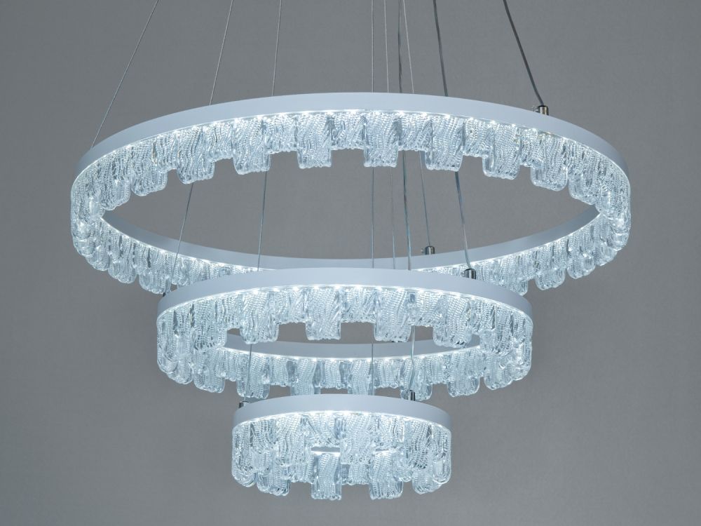 Підвісна сучасна біла LED люстра MD78201/600+400+200WH на 3 кільця