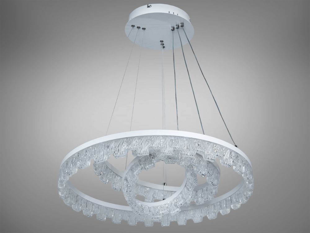 Підвісна сучасна біла LED люстра MD78201/600+400+200WH на 3 кільця