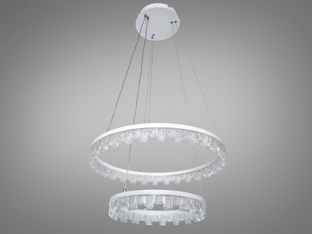 Підвісна сучасна біла LED люстра MD78201/600+400WH на 2 кільця