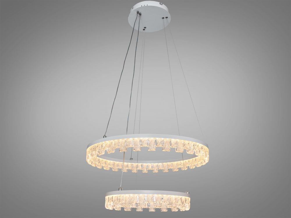 Підвісна сучасна біла LED люстра MD78201/600+400WH на 2 кільця
