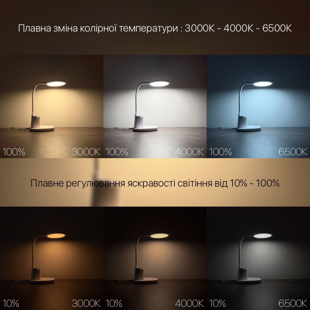 Настільна світлодіодна лампа JUNIOR 10W 600LM 30-65K білий