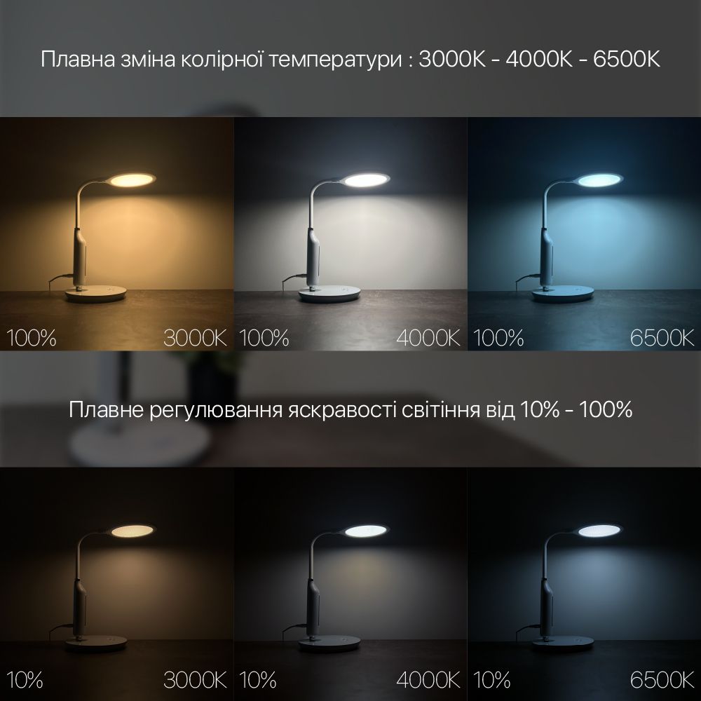 Настільна світлодіодна лампа STARLINK 10W 600LM 30-60K білий