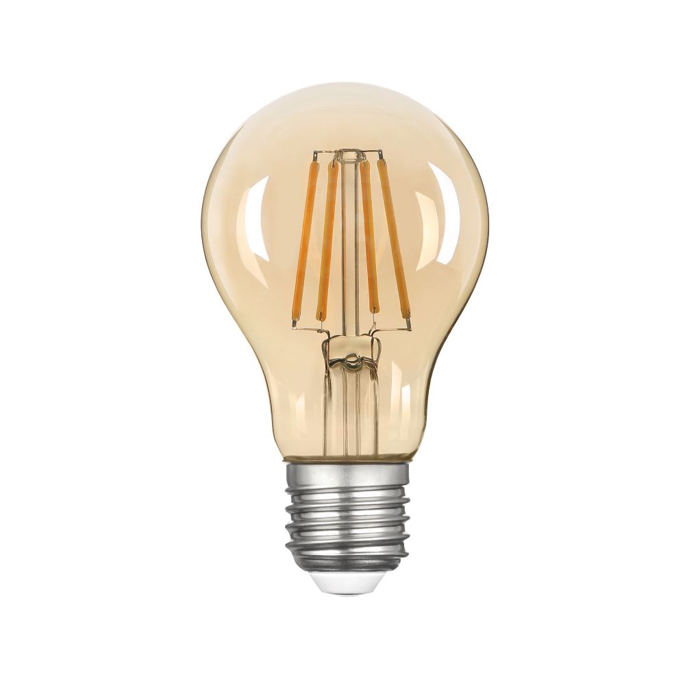 LED лампа янтарна FILAMENT А60 10W E27 2200K бронза