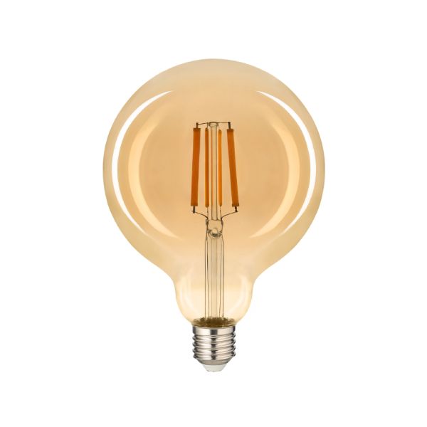 LED лампа янтарна FILAMENT G95 12W E27 2200K (бронза)