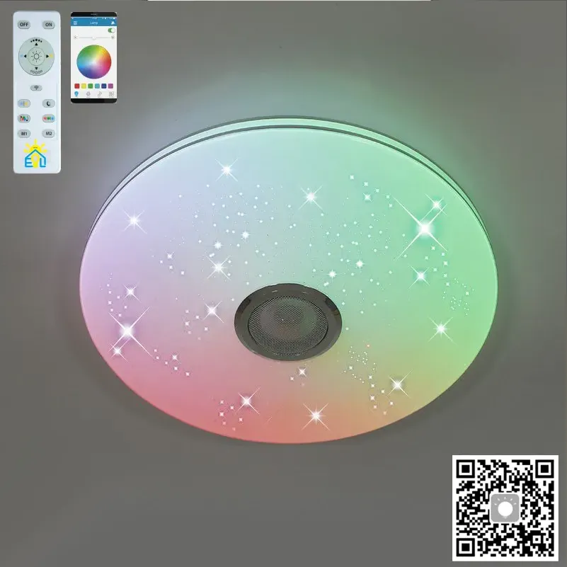 RGB смарт світильник з пультом та bluetooth колонкою MUSIC 60W круг