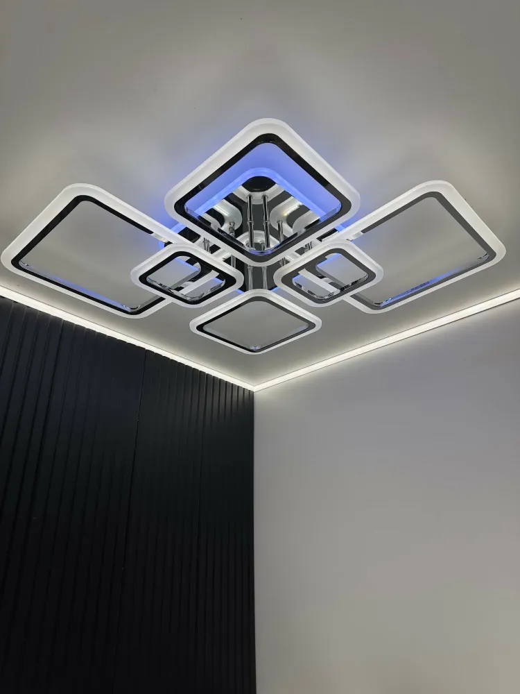 Люстра світлодіодна з пультом та додатком для телефону OVAL RGB 120W хром