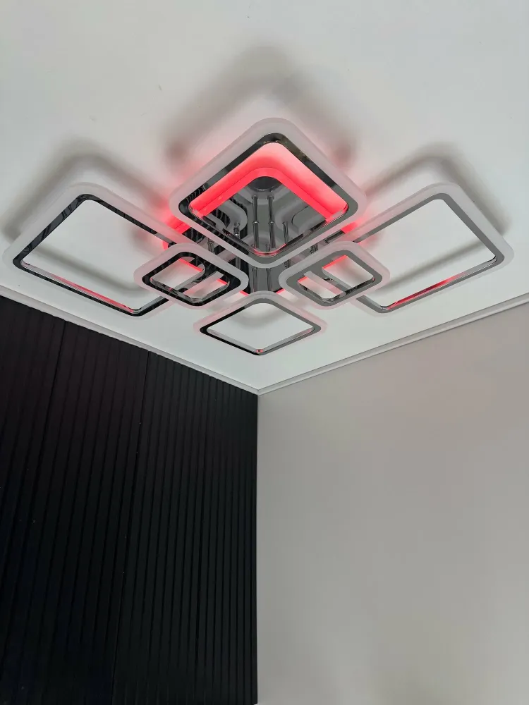 Люстра світлодіодна з пультом та додатком для телефону OVAL RGB 120W хром