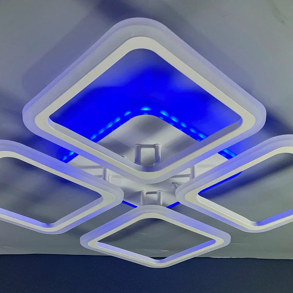 Світлодіодна LED люстра біла з RGB підсвіткою та пультом управління