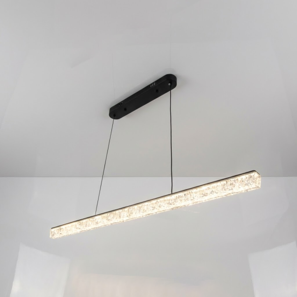 Видовжена люстра з кристалами XH1001/1000BK Ø 100 см 28W чорна