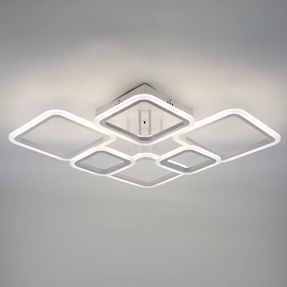 Люстра прямокутна біла світлодіодна з пультом OVAL 75W
