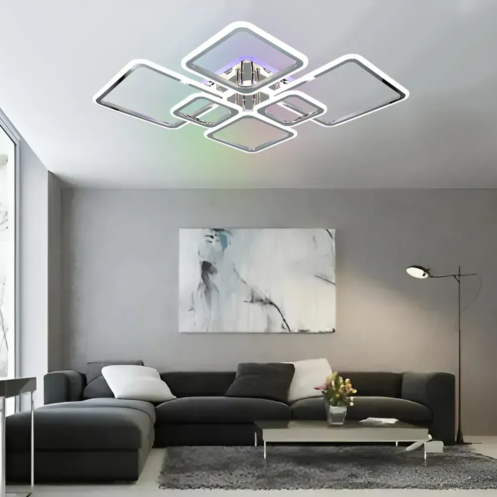 Люстра світлодіодна з пультом та додатком для телефону OVAL RGB 120W хром