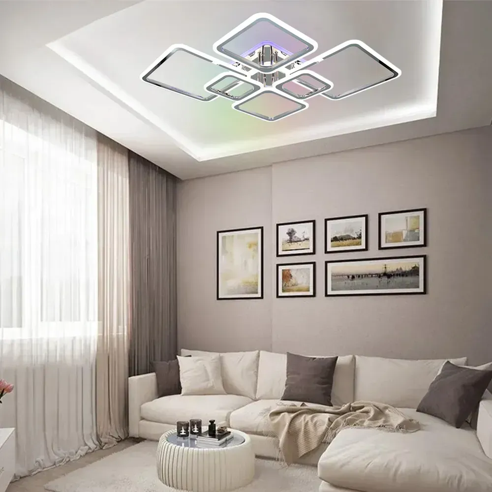 Люстра світлодіодна з пультом та додатком для телефону OVAL RGB 120W хром