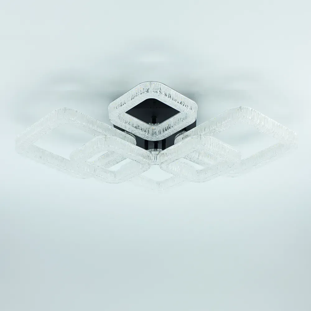 Люстра світлодіодна чорна з пультом та додатком для телефону OVAL ICE 80W чорна