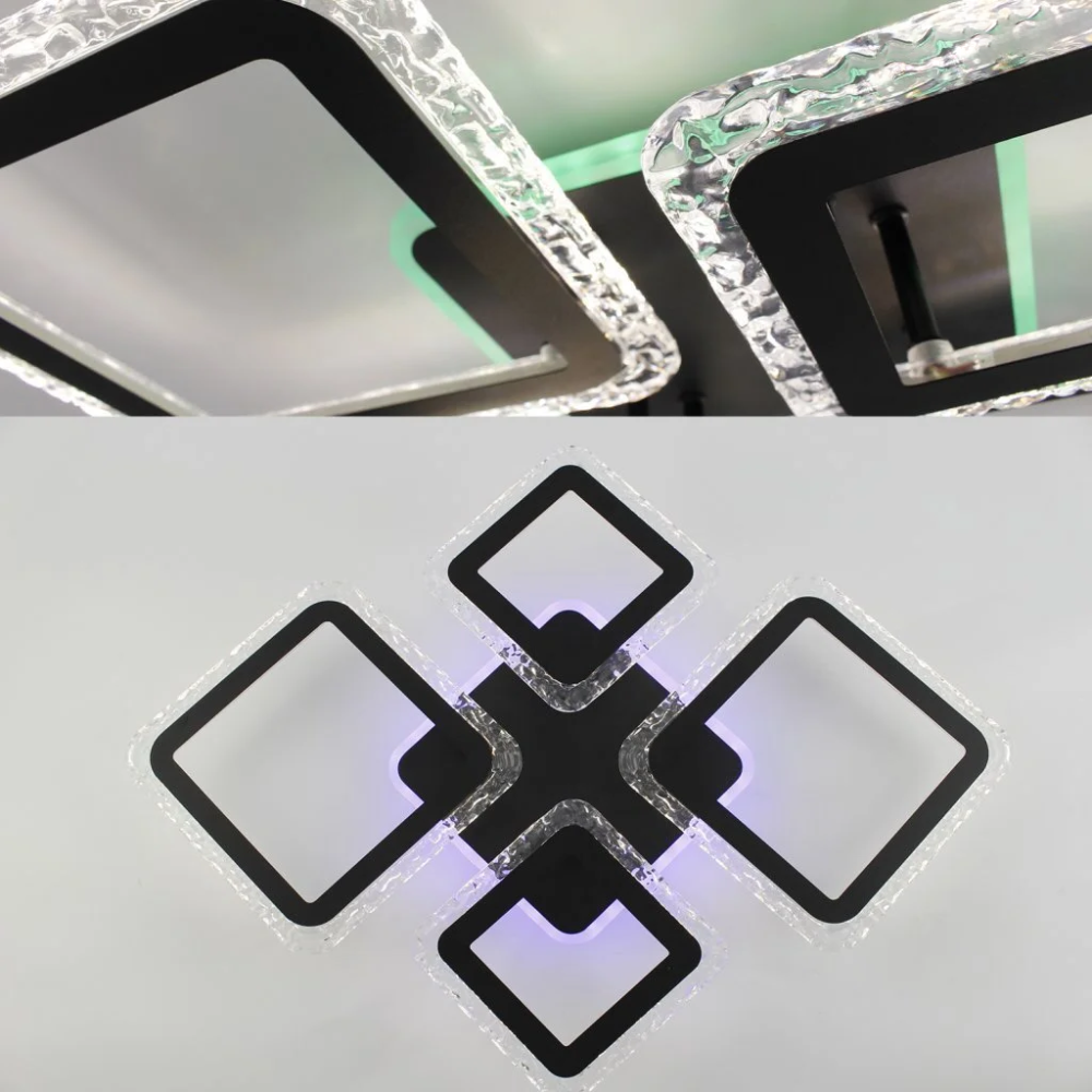 Люстра світлодіодна з пультом та додатком для телефону OVAL ICE RGB 75W чорна