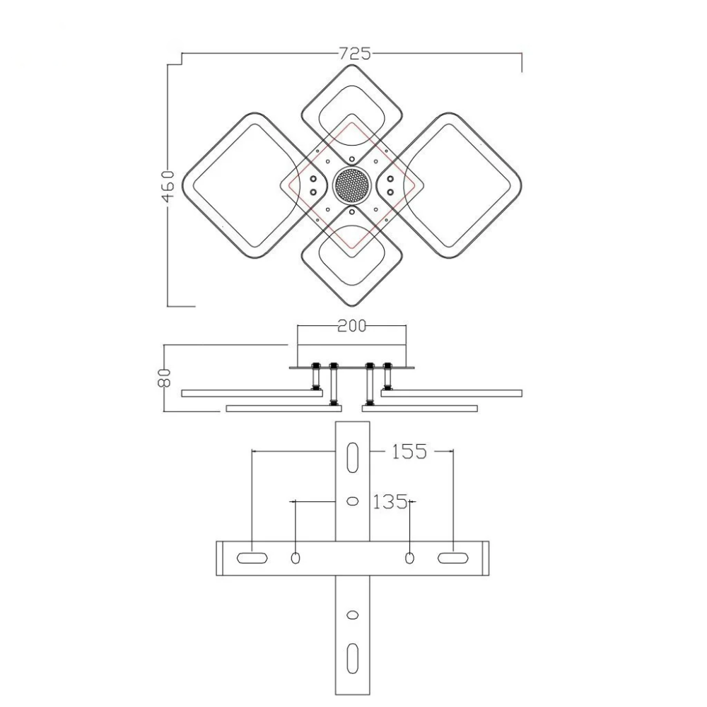 Музична LED люстра на пульті OVAL RGB MUSIC 80W 5S біла