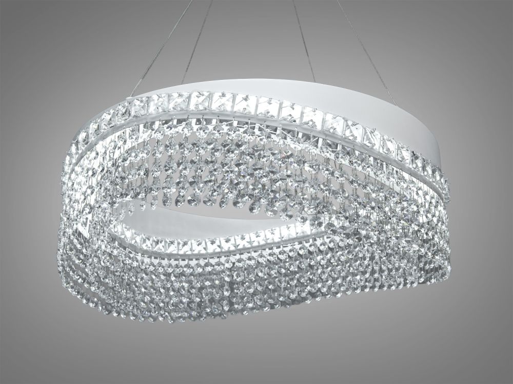Підвісна біла люстра з скляними пластинами P7027/D500WH