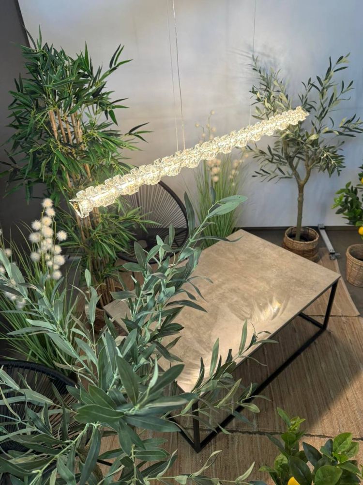 Кришталева підвісна золота люстра Spiry Crystal Led Ø 120 см