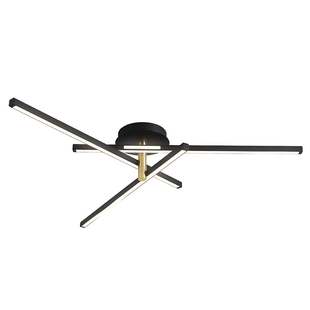 Люстра поворотна світлодіодна RIXOS круг 60W пісочно-чорний + gold