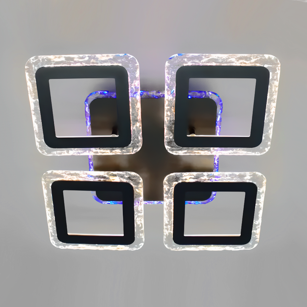 Люстра світлодіодна з пультом та додатком для телефону ROOM ICE RGB 70W 4S чорна