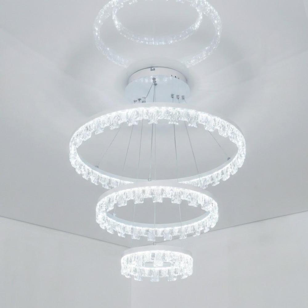 Підвісна сучасна біла LED люстра MD78201/600+400+200WH на 3 кільця