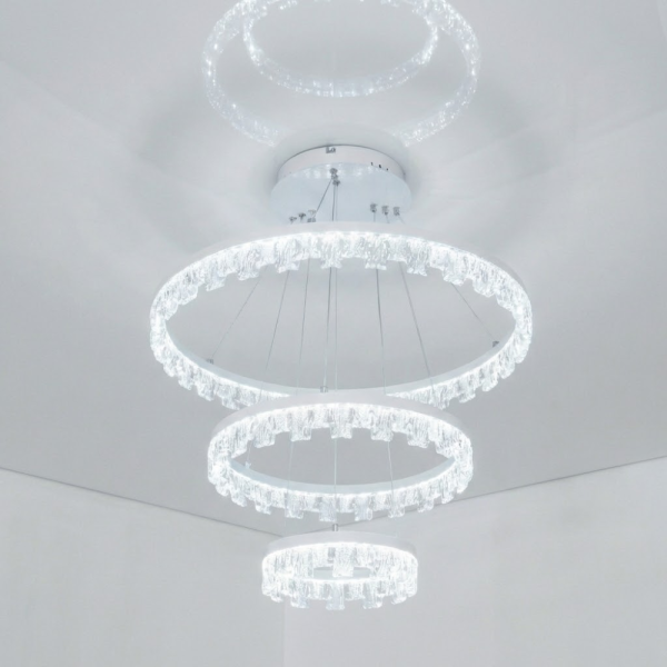 Підвісна сучасна біла LED люстра MD78201/600+400+200WH на 3 кільця