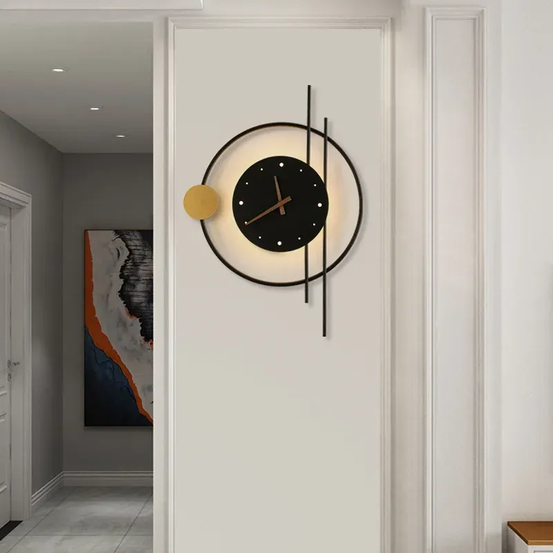 Світлодіодне бра-годинник Clock Lamp D-570 чорного кольору