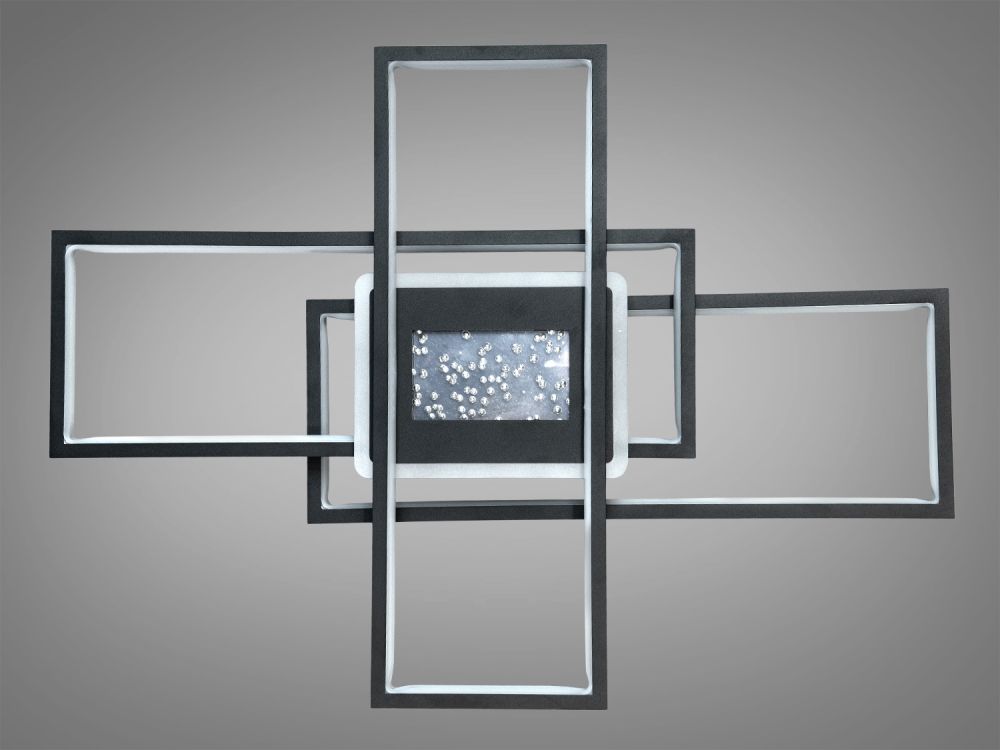 Сучасна стельова світлодіодна люстра з пультом, 95Вт, чорна